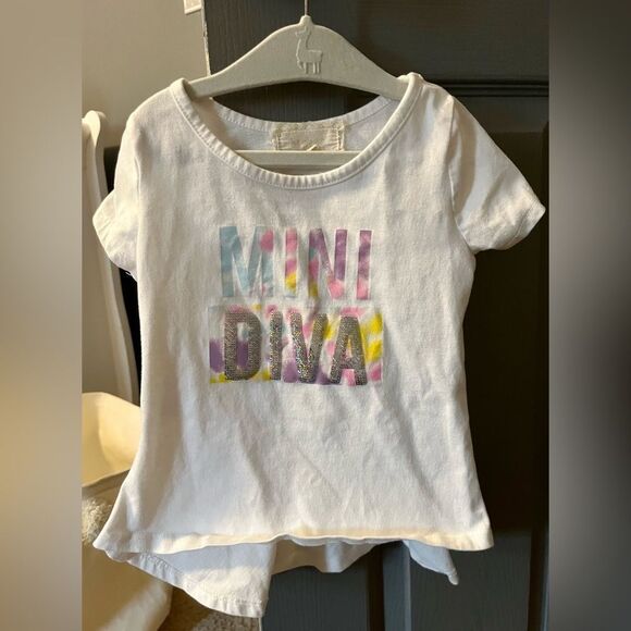 Btween - Mini Diva Graphic Hi-low White Toddler Girl Top Size 3T - Picture 1 of 4